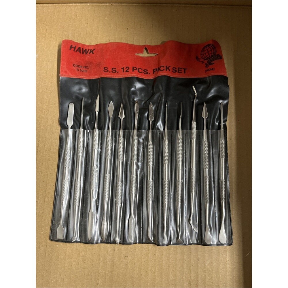 Hawk Pick Set Of 12 NEW wax carving set and pottery needle tools Double sided